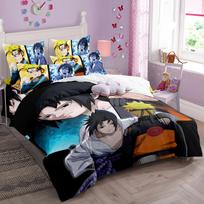 Japanese Style Bedding Set Cartoon N-Naruto duvet cover bed comforter set Akatsuki Sasuke Uzumaki Quilt cover Pillowcase 135x200cm-2pcs