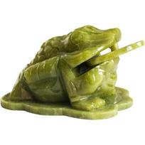 Feng Shui Jade Money Frog Three Legged Wealth Frog or Money Toad Statue Car Dashboard Decors Attract Wealth and Good Luck žalia
