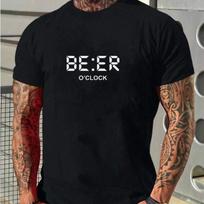 New Summer Men's Fashion T-shirt Eer Alarm Clock Printed Men's T-shirt Top XS juoda