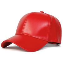 Unisex Light Panel Solid Color PU Leather Baseball Caps Spring Autumn Outdoor Adjustable Casual Hats Dad Hat Sunscreen Hat raudona