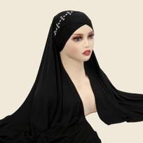Musulmonių moterims momentinis hidžabas su deimantais turbanas užsivelkamas paruoštas dėvėti skara islamo skara Amira skaros stola galvos apdangalas galvos juosta beige