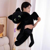 40/70/110CM Animacinis Juodas Katas su Sparnais Pagalvė Specialios Formos Katės Pikti Kačiukai Lėlės Miego Pagalvėlė Helovino Dovana 40cm