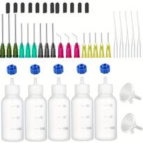 47Pcs Glue Applicator Syringe Blunt Tip Needle and Cap, with Soft Plastic Tube, Suitable for Ink, Epoxy, Woodworking, Crafts, Liquid