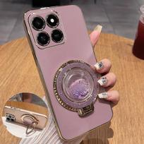 For Honor 400 Smart Plating Frame TPU Case for Huawei Honor400 Smart 5G X7d 4G Quicksand Magnetic Holder Soft Silicone Cover for honor x7d 4G