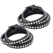2pcs Adjustable Rivet Bracelet Multilayer Stylish Wrist Wrap Decoration for Parties Dates