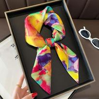 Kvadratinė skara  Natūralus šilkas  Moterų plaukų juosta Skara Aukštos kokybės Bandana Skaros Moteriška kaklaskara Galvos skara Šalikas Apklotas Real Silk 65x65cm yellow