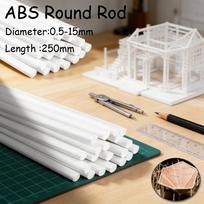 1-50 vnt. Balti ABS plastiko apvalūs strypai, 0,5-15 mm skersmens x 250 mm ilgio, prototipavimui, inžineriniams modeliams ir rankdarbiams 0.5x250mm 50pcs