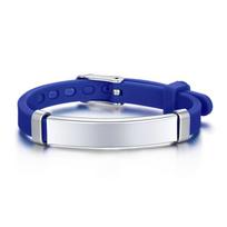 Saugos silikoninė ID apyrankė mažoms mergaitėms ir berniukams, individualus vardas, guminė juostelė, personalizuota apyrankė Blank Bar Bracelet