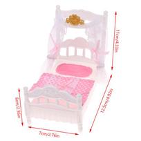 1/12 Dollhouse Mini Princess Bed Bedroom Furniture designed for Dolls House Decor and Pretend Enjoy Playthings great for daily use pink