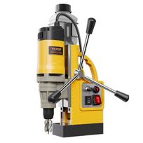 Magnetinis gręžtuvas 1400W 2878 lbf Magnetinis gręžimo stendas 2 colių gręžimo skersmuo 6 grąžtai Geltonas