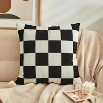 Šachmatinė languota pagalvės užvalkalas, pagalvės užvalkalas, sofos sėdynės lovos, retro namų dekoras, 30x30cm white