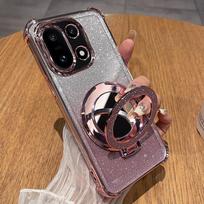 Skirta Realme 16 Pro Plus 16pro 5G Keturi kampai Atsparus smūgiams Padengtas Blizgus Silikoninis Laikiklis Dėklas Skirta Realme 16 Pro+ Žiedas Stovas Dangtelis for realme 16pro 5G