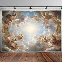 Klasikinė dangaus angelo gobeleno aliejinės tapybos stiliaus dangaus ir debesų sienos meno kūrinys estetiškam namų dekoravimui 47.2x31.5inch/120*80cm