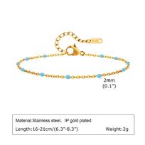 Stainless Steel Chain Bracelet for Women, Colorful Beads Summer 18k Gold Plated, Stainless Steel Waterproof Wrist Jewelry beige