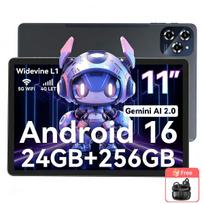 TABWEE W90 11 colių planšetė Android 16, 24GB RAM, 256GB atmintis(2 TB TF),Didelis plačiajuostis ekranas L1, aštuonių branduolių T615, 8000 mAh, 5G WiFi, 4G LET, 18W With 1*AIRBUDS 15 pilka