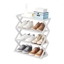 4 Tier Foldable Shoe Rack Space Saving   Standing Shoe Storage   for Closet Hallway Entryway Bedroom
