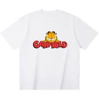 Garfield Classic Face  GARFIELD  Print Short Sleeve T-Shirt, American Streetwear Brand Heavyweight Cotton Loose Fit Oversized Couple Top S