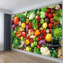 2D sveiko maisto gobelenas, įvairių šviežių vaisių ir daržovių fono audinys 47.2x31.5inch/120*80cm