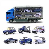 Large Trucks Collection Mini Alloy Diecast Car Model Playthings Vehicles Carrier Truck Helicopter Tank Fire Truck Engineering Car Playthings Designed