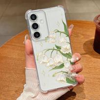 Baltos tulpės Gėlės Skaidrus telefono dėklas Samsung Galaxy A57 A37 A17 A56 A36 A55 A35 A26 A16 A25 A15 A54 A14 Minkštas silikoninis dangtelis Galaxy A57