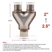 Universalus automobilio išmetimo Y formos vamzdis Nerūdijančio plieno išmetimo 3 krypčių vamzdžio adapterio jungiklio vamzdelis Kūgis TT102125 2inch-2.5inch