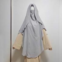 Džiazas Maxi Khimar Apsiausta Eid Ramadan Moteris Musulmonė Maldos Hijabai Islamo Moterys Musulmonų Ilgas Momentinis Hijabas Skara Galvos Apdangalas pilka