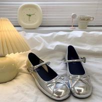 French silver light mouth ballet Mary Jane single shoes women's 2025 spring new flat bottom with skirt jk small leather shoes 35 sidabras