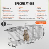 SucceBuy 31in Live Animal Cage Trap Folding Humane Cat Trap Galvanized Iron with Handle for Rabbits Squirrels Groundhogs