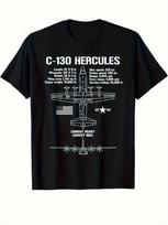 su C-130 Hercules lėktuvo grafika -100% medvilnės, apvalia iškirpte, vasariniai, trumpomis rankovėmis, laisvalaikio, vyriški, marginti marškinėliai. S