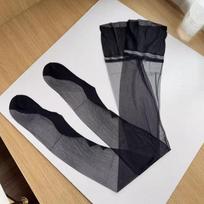 Geometrinės kojinės iki šlaunų su kubietišku kulnu ir galine siūle, 5D pėdos formos neelastingos nailoninės kojinės, itin plonos, permatomos apatinės kelnės L