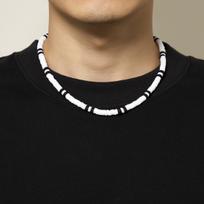 Boho Simple Black White Polymer Clay Choker Necklace for Men Vintage Trend Beaded Short Clavicle Chain Male Party Jewelry Gift