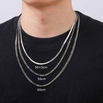 Vnox 50/55/60cm Grandinėlės Karoliai Rinkinys, Sidabrinės Auksinės Spalvos Nerūdijančio Plieno Pagrindinis Vėrinys, 3vnt/rinkinys Karoliai Papuošalai Dovana Vyrams Moterims