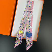 New Love Chain Fringed Women's Twill Silk Ribbon Wrapping Bag Ribbon Silk Scarf Small Scarf Scarf white