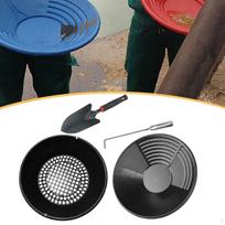 Aukso plovimo rinkinys, su sietu, plovimo keptuve, rankiniu kastuvėliu 35cm, lengvesnė kasybos keptuvė Black sieve