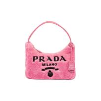 Prada Re-Edition 2000 Siuvinėtas logotipas ir emalio trikampio logotipas Minkštas frotinis audinys Hobo krepšys Moteriški krepšiai Rožinis 1NE515_2DXO_F046J Basic Set (Bag+Dust Bag)