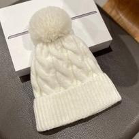 Moteriška rudeninė žieminė vilnonė kepurė su kašmyrui kepta tešla One Size balta