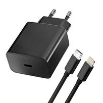 Įkroviklis Blue Star 20W USB-C + USB-C to Lightning cable juodas