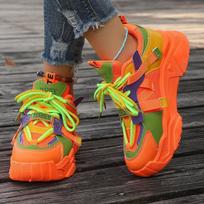 Fashion Colored Designer Sneakers for Women with Summer Autumn Mesh, Breathable Lightweight Soft Sole Student Platform Sneakers 35