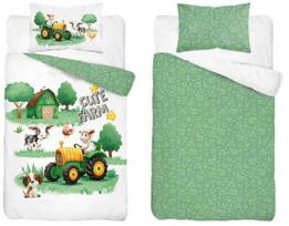 Vaikiškas patalynės užvalkalų komplektas Cute Farm PPG-158, balta sp./žalia sp., 100 x 135 cm