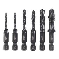 Milwaukee kombinuotas sriegimo grąžtų rinkinys HSS-G M3-M10 su 1/4" šešiabriauniu kotu, 6 dalių