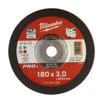 Įspaustas pjovimo diskas Milwaukee PRO+ plienui 180 x 3 x 22,23 mm