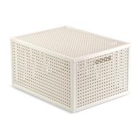 Kreminės spalvos iš perdirbto plastiko daiktadėžė su dangčiu 30x38x21 cm Kaya – Curver