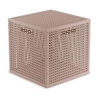 Pilkai rožinės spalvos iš perdirbto plastiko daiktadėžė su dangčiu 28x28x28 cm Kaya Cube – Curver