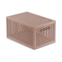 Pilkai rožinės spalvos iš perdirbto plastiko daiktadėžė su dangčiu 19x30x15 cm Kaya – Curver