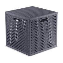 Tamsiai pilkos spalvos iš perdirbto plastiko daiktadėžė su dangčiu 28x28x28 cm Kaya Cube – Curver