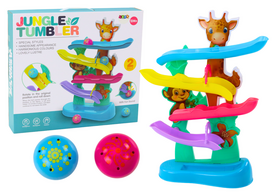 Spalvotas žirafos kamuoliukų takelis