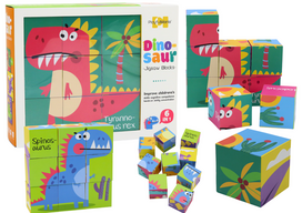EDUKACINĖ DĖLIONĖ 6IN1 – KALADĖLĖS, DĖLIONĖS KUBAI, 6 PAVEIKSLĖLIAI, DINOZAURAI