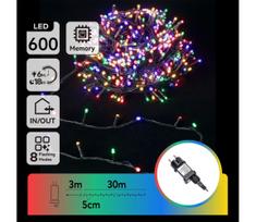 Aigostar - LED RGBY Lauko kalėdinė girlianda 600xLED/6W/230V/8 funkcijų 30m IP44