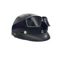 Retro motociklininko odinis šalmas 59 - 60cm su tamsintais akiniais
