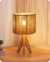 LED naktinė lempa su pintu virvės gaubtu, 20 x 20 x 36cm
